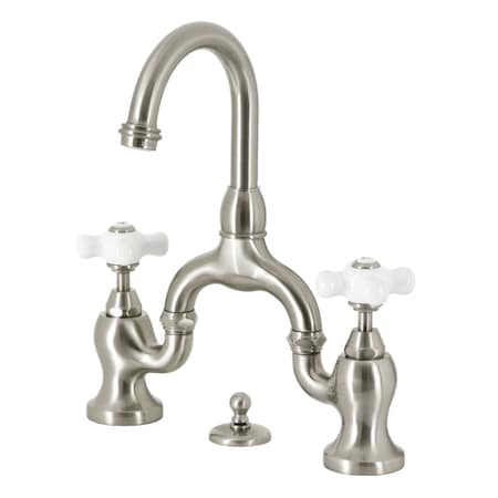 Kingston Brass Bridge Bathroom Faucet with Brass Pop-Up, Brushed Nickel KS7998PX